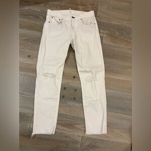 Womens Cream Distressed Jeans